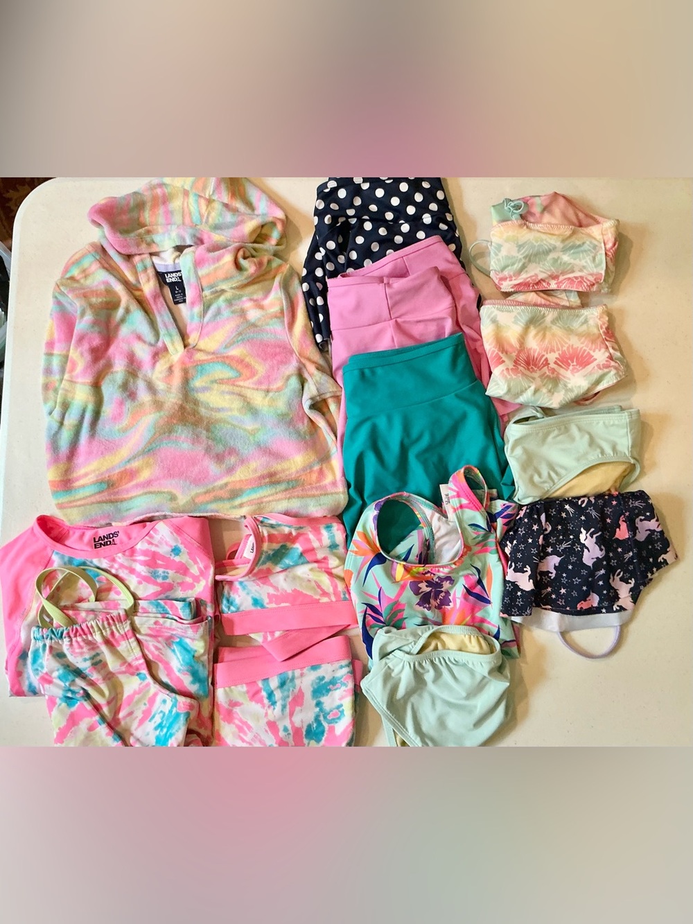 Lands End Swim Lot 14 Pieces Girls 10 Excellent Condition